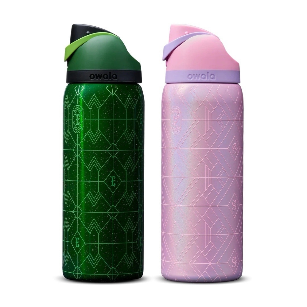 TWP Owala WICKED Water Bottles. 1 Green & 1 Pink